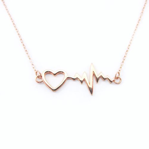 Sterling Silver Rose gold plated Heartbeat Necklace